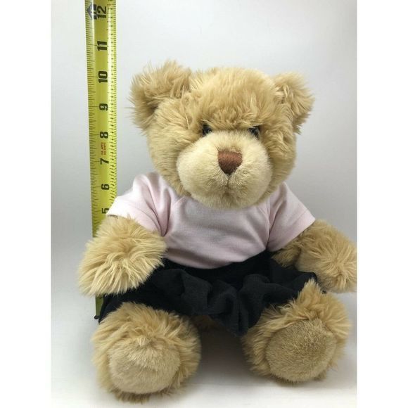 Build A Bear Classic Light Brown Shaggy Fur Bear Plush W/Outfit Pink Black Skirt - Picture 12 of 12